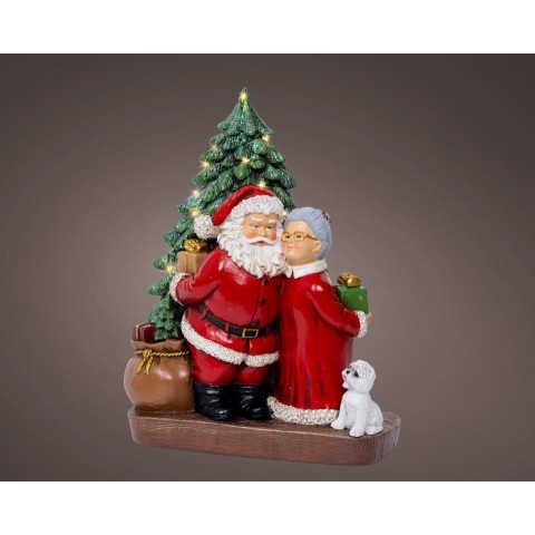 BABBO NATALE RESINA LUCI H.24.5CM. A BATTERIA
